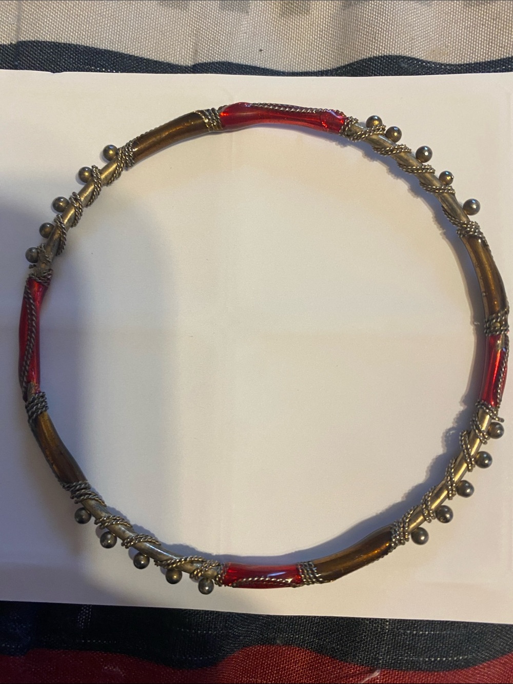 Fashion Jewelry Gold-Tone and Red Beaded Bracelet